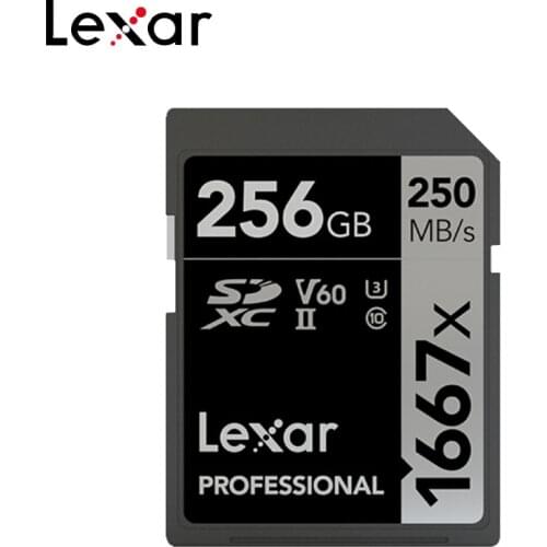 Original Lexar Professional 64GB SD Card 1667x Memory Card 250MB/s Flash Card 128GB 256GB SDXC V60 UHS-3 Class 10 For Camera