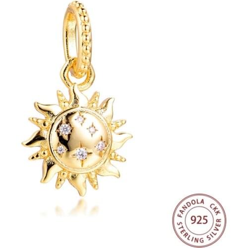 Fits Pandora Charm Bracelet 925 Sterling Silver Shine Sparkling Sun Pendant Charms Beads for Jewelry Making kralen