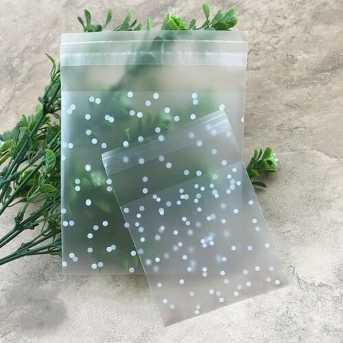 Pop 100Pcs Gift Packing Bag Plastic Biscuits Packaging Bread Baking Supplies White Dot Candy Cookies Package Party Wedding Decor