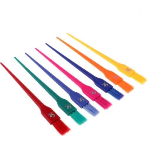 7 Packs Professional Salon Hair Coloring Dyeing Brushes Combs Rainbow Color with Plastic Rat Tail Handle Brush
