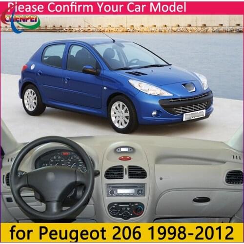 Anti-Slip Anti-UV Mat For Peugeot 206 1998-2006 Dashboard Cover Pad Dashmat Protect Sunshield Pad Car Accessories