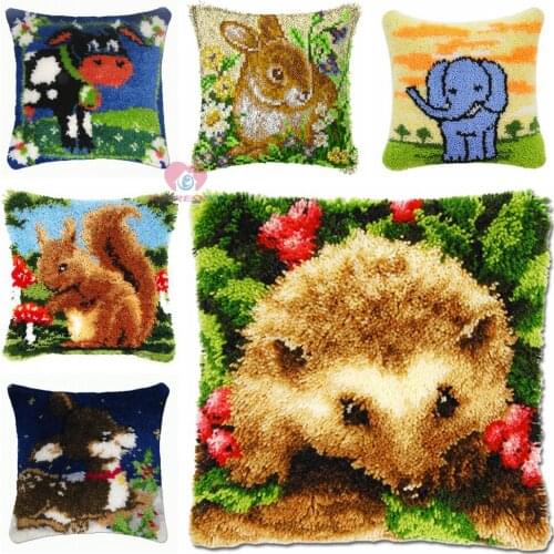 Dropshipping Latch Hook kits Pillow cartoon Diy Handmade Printing Canvas Cushion Latch Hook Kit DIY Unfinished accessories 43x43