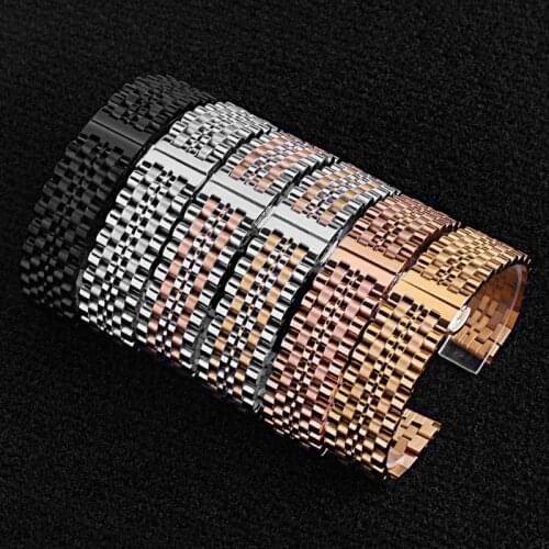 18mm 20mm 22mm Watch Band Push Button Hidden Clasp Bracelet Wristband Stainless Steel Wristwatch Replacement Strap