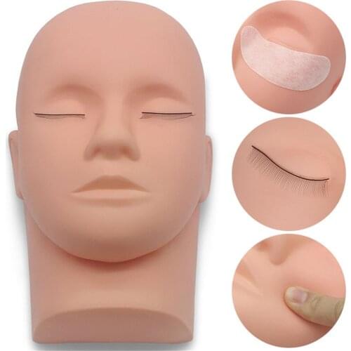 Eyelash Mannequin Eyelash Practice Head Mold Eyelash Extension Dummy Silicone Mannequin for Eyelashes Dummy Makeup Lashes Sets