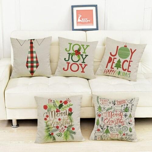 Christmas Decorative Cushion Throw Pillowcase JOY Color Letter Christmas Tree Home Decoration Living Room Sofa Chair Pillowsham
