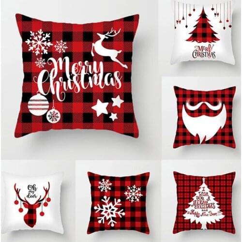 Merry Christmas Decorations Santa Claus Tree Christmas Cushion Cover For Home Ornament Gift New Year