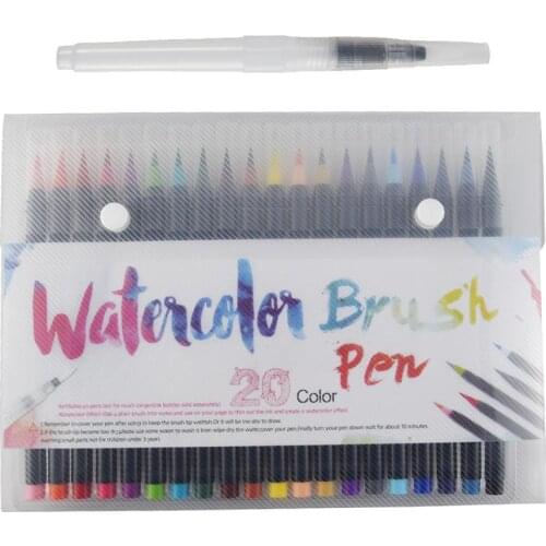 Barteen 20 Colors Painting Soft Brush Pen and one watercolor pen Set Watercolor Marker Drawing Comic