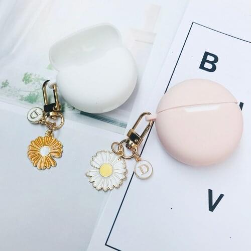 Flower Silicone Case PRO 6 TWS Earphone Case with purple flower Keychain cover PRO 6 Wireless Headphones Bluetooth Earbuds case