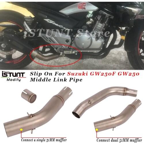 Slip On For Suzuki GW250 GW250F Motorcycle Exhaust System Escape Modified Single/double Middle Link Pipe Connect 51MM muffler