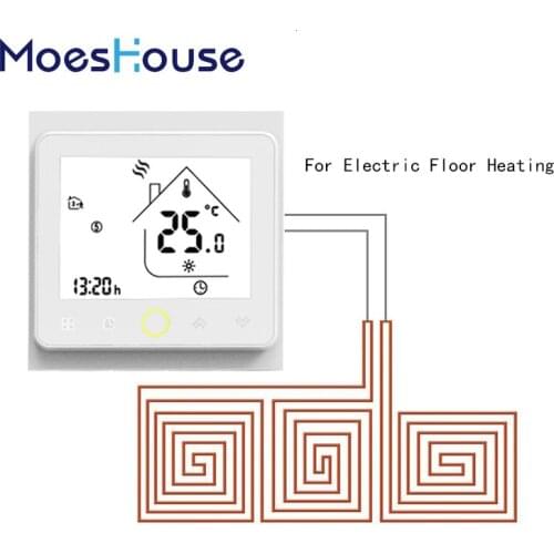 Thermostat Temperature control LCD Touch Screen Backlight Hot Flow Electric Fluid heating 16A Weekly programmable