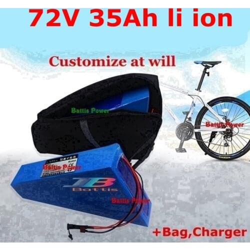 72V 35Ah lithium ion Triangle battery no 72V 20ah li ion with 80A BMS for 5000W Motorcyle scooter bike bicycle + 5A Charger +bag