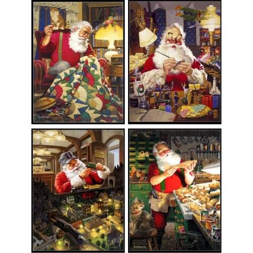 Counted Cross Stitch Kits Needlework Embroidery - Crafts 14 ct Aida DMC Color DIY Arts Handmade Home Decor - Santa Collection