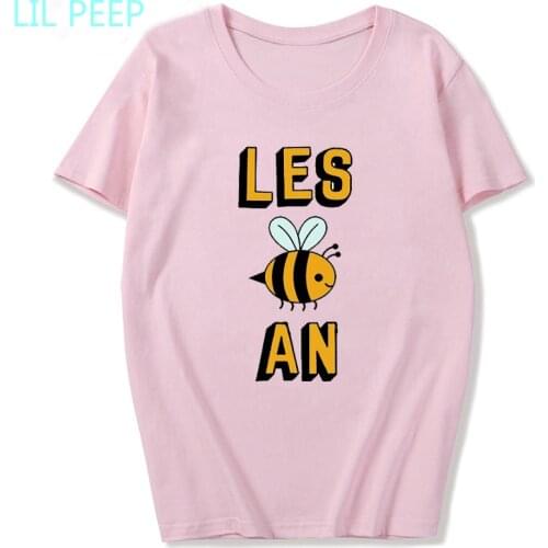 Summer Les Bee An Kawaii Symbol Lesbian Gay Lgbt Print Tshirt Femme Gothic Plus Size Women pink T Shirts O-Neck Tee Shirt Femme