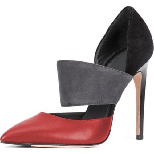 Runway Band Design Wedding Woman Pumps Thin High Heels Pumps Women Shoes Elegent Lady Pointed Toe Patchwork Dress Shoes