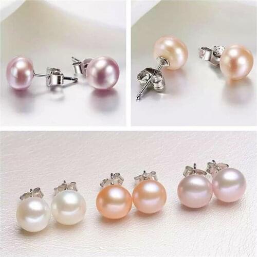 Real Natural Pearl Womens Earrings White Pink Purple Natural Freshwater Pearl Earrings Pearl Jewelry Earrings 2020