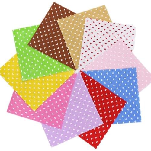 Patchwork Printed Felt Nonwoven Fabric For Scrapbooking Sewing Dolls Craft 1mm Thickness Polyester Cloth Heart Felt Sheet 10 Pcs