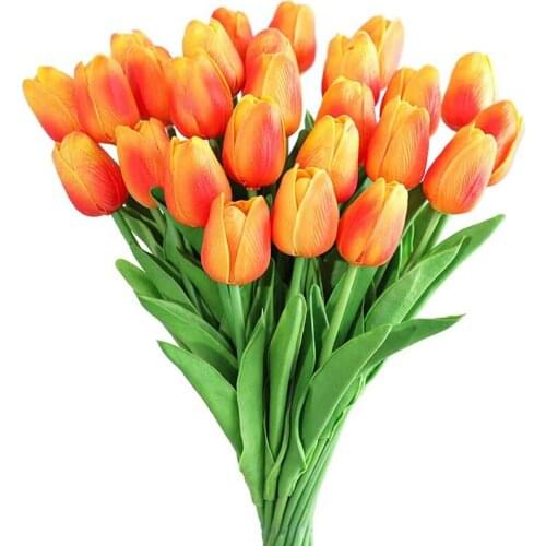 30Pcs Artificial Tulip Flowers Fake Tulips Bouquet Real Tactile Flowers for Decor