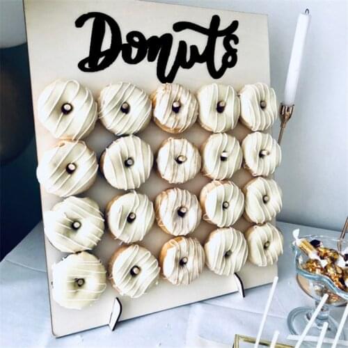 DIY Wooden Donut Wall Stand Rustic Wedding Decoration Table Donut Party Decor Holder Baby Showers Bridal Shower Birthday Party