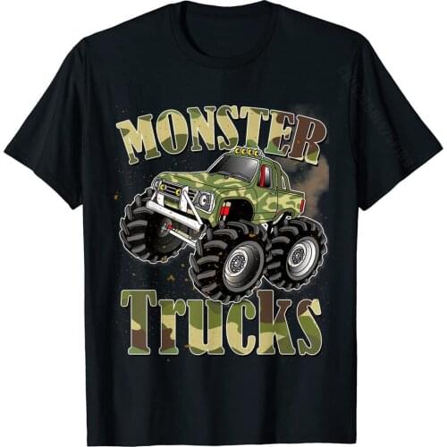 Monster Trucks T Shirt Funny Camouflage Birthday Gift T-Shirt Tops T Shirt Oversized Design Cotton Mens T Shirt Casual