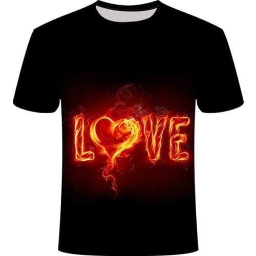 High quality 3D T-shirt mens O-neck short-sleeved T-shirt blue green red purple flame art Flash 3D printing summer new style