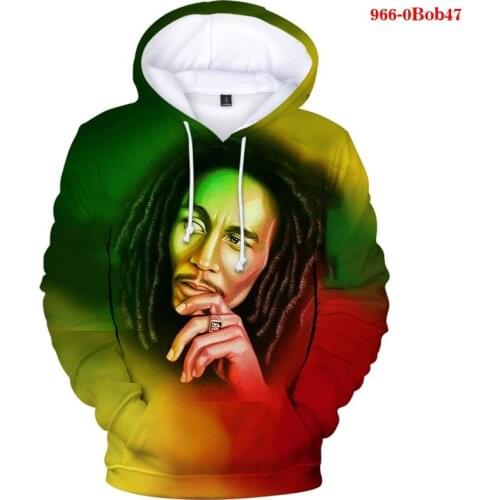 2021 Hot Sale Men Women 3D Hoodies Bob Marley Sweatshirts Kids Hooded Boy Hip Pop Bob Marley Sweatshirts Clothes