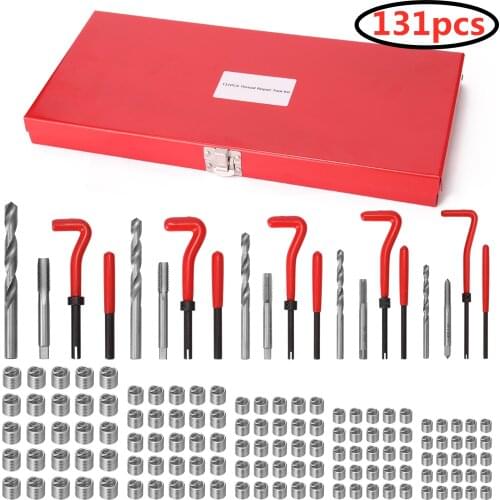 131Pcs Damaged Thread Repair Drill Tool Tap Die Kit Combination Remove Broken Screws Bolts M5/M6/M8/M10/M12 Wire Thread Inserts