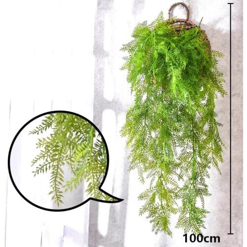 Artificial Plastic big Persian Fern Tree Leaves Simulation Green Plant Fake Leaves Rattan Home Garden Persian wall hanging plant