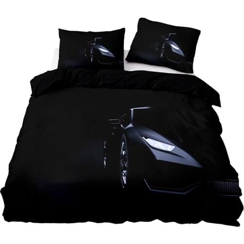 3D Low-key Sports Car Pattern Duvet Cover Set With Pillowcase, 245x210 Quilt Cover,228x228 Blanket Cover,Black King Bedding Set