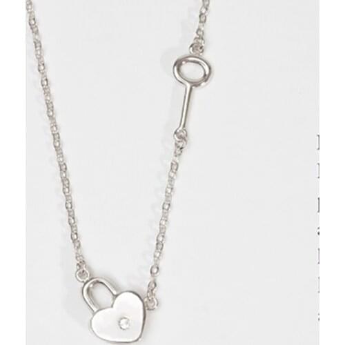 Fashion Simple Love Heart Shape Lock Key Necklace Womens Temperament Sweet Love Clavicle Necklace Jewelry Valentines Day Gift