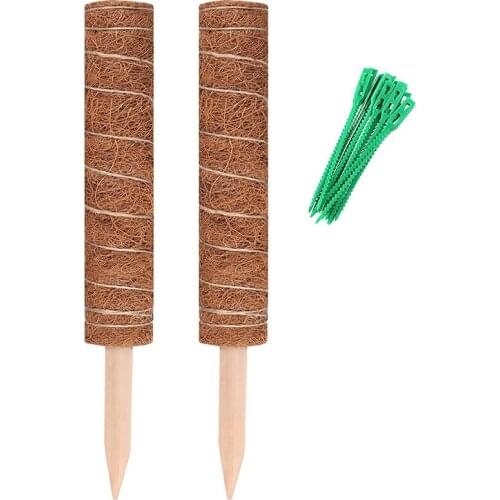 Moss Pole 40cm Moss Pole for Cheese Plant, Stackable Moss Stick and Ties, Coir Plant Support Indoor for Vines