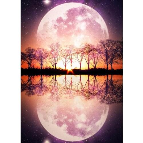 Wall stickers kit set Full square 5D diamond painting Cross stitch haft diamentowy Cuadros tools landscape Sunset sun moonlight