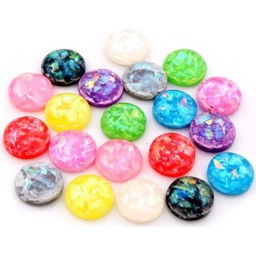 New Fashion 40pcs 12mm White Printing Color Flat Back Resin Cabochons Cameo