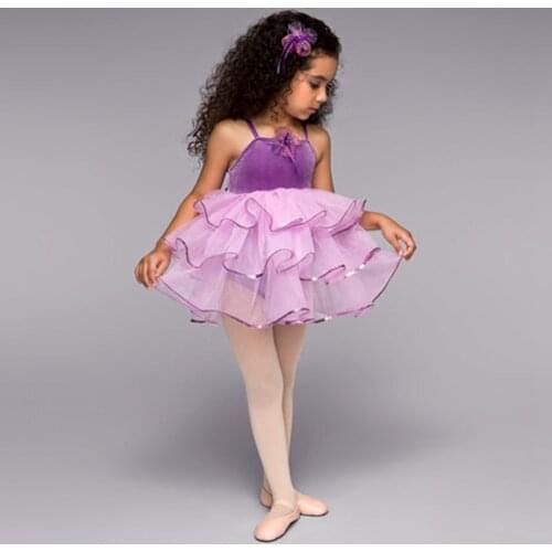 New Girls Kids Dancewear Ballet Tutu Dresses Casual Sleeveless Acrylic Violet Princess Dress Dance Wear Clothes B-2420