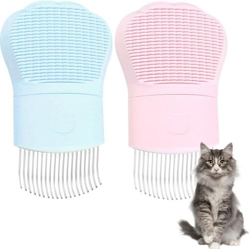 Cat Paw Pet Comb Stainless Steel Pet Grooming Comb For Dogs Cats Gently Removes Loose Undercoat MatsTangles Knots Massage Brush