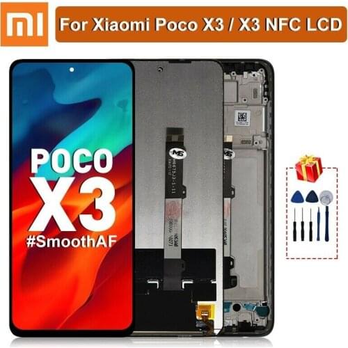 Original LCD For Xiaomi Poco X3 Lcd With Frame Display Screen For POCO X3 NFC Screen With Frame LCD Display 10-Touch M2007J20CT