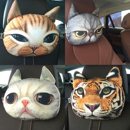 Lovely 3D Cat Car Headrest Head auto headrest Inside Seat Neck Rest car seat Creative Car Neck headrest Soft Auto Head Headrest