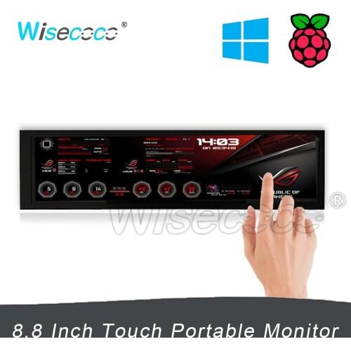 Wisecoco 8.8 inch Touch Portable Monitor 60HZ IPS Landscape Mode And Portrait Mode Multi-touch Monitor For Raspberry Pi