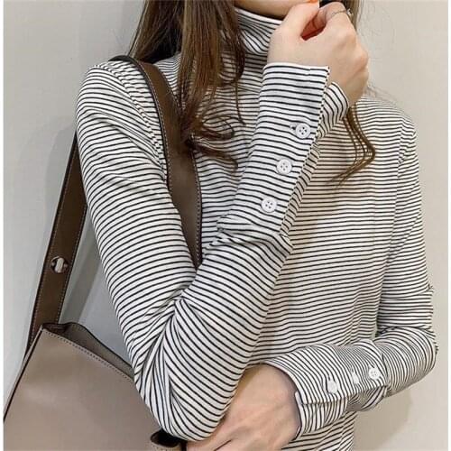 Casual Lazy Retro Striped T-shirt Female Korean Harajuku Womens T-shirts Tops Japanese Kawaii Ladies Ulzzang Clothes For Women