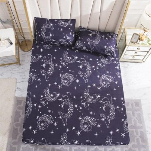 Elastic Fitted Sheet Rubber Band Polyester Bed Sheets Geometric Pattern Pillowcase Multiple Colors Available Mattress Cover