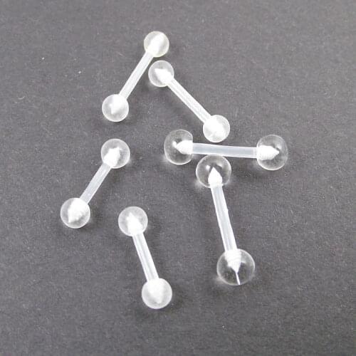 SaYao 2 Pieces 16G 1.2mm Clear Transparent Invisible Industrial Barbell ring Nipple Bar Tragus Helix Ear Piercing Body Jewelry
