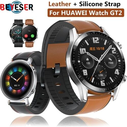 Watch Band 22mm Genuine Leather Strap For Huawei GT 2 GT2 Pro Watch Strap Replacements Honor Magic 1 2 46mm Watch Mens Strap