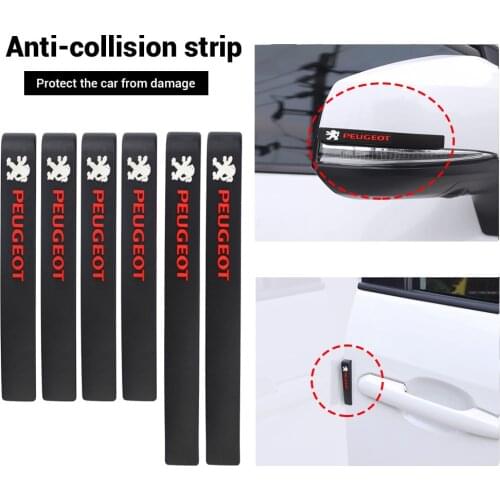 6Pcs Rubber Car Anti-Collision Bumper Strip Guards Protector Stickers For Peugeot 2008 3008 407 508 206 207 5008 208 308 307 107