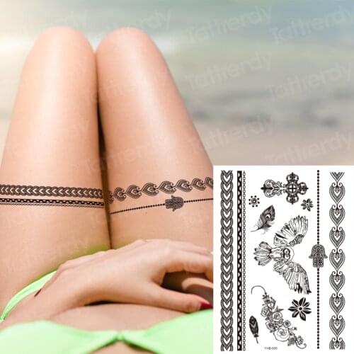 Sexy tatoo for women temperary tattoo leg stocking black henna lace tattoo sticker girl water fake tatoo decal big size body art