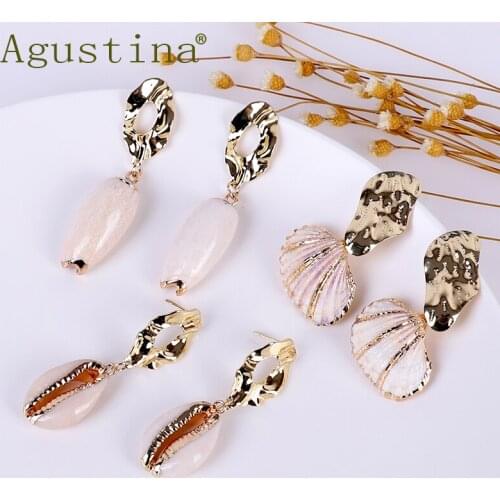 Shell Earrings Fashion Small Jewelry Women Stainless Steel Drop Punk Earings Minimalist Earring Dangle Girls Bohemian Agustina