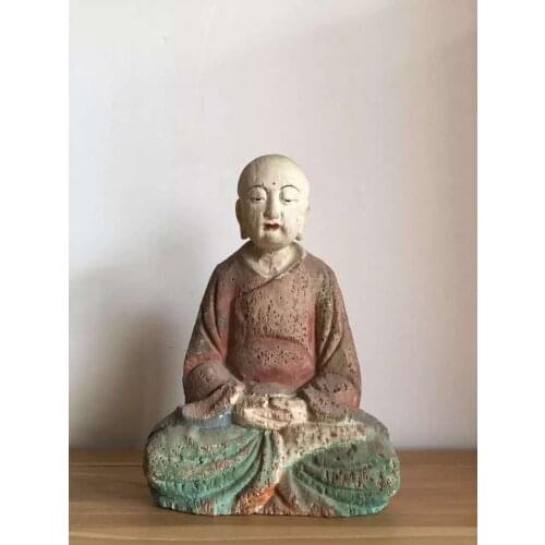 Elaborate Chinese Antique Wood Collectable Handwork Buddha Ornament Statue