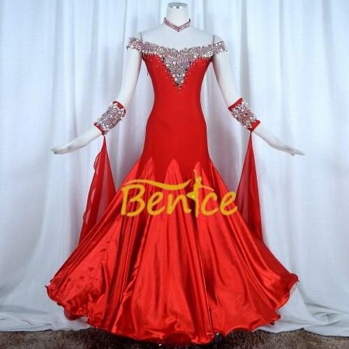 Standard Ballroom Dress Women New Of 2019 Custom Made High-necked Long Sleeved Waltz Ballroom Dance Competition Dresses