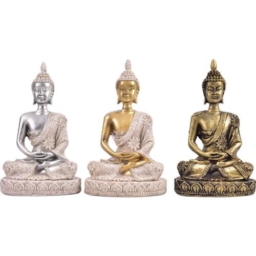 Buddha Statue Nature Sandstone Thailand Buddha Sculpture Hindu Fengshui Figurine Meditation Miniature Home Decor