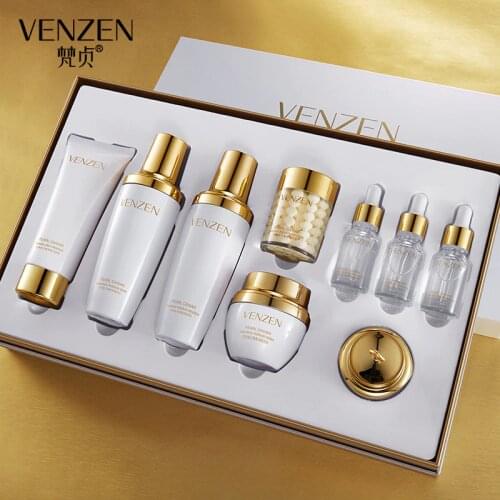 Venzen pearl caviar luxury nine piece moisturizing set box refreshing oil control moisturizing skin care set