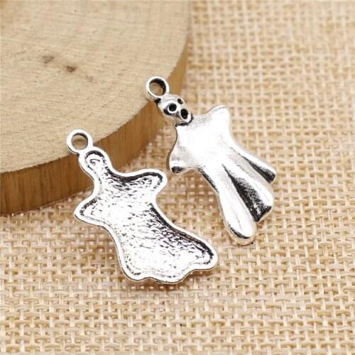 WYSIWYG 5pcs 14x27mm Charms Ghost Antique Silver Color Alloy DIY Jewelry Making Accessories