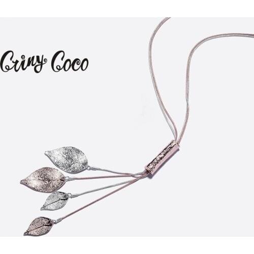 Cring Coco 2020 Best-selling Leaf Sweater Chain Necklaces for Women Party Jewelry Long Gold Silver Color Alloy Chains Necklace